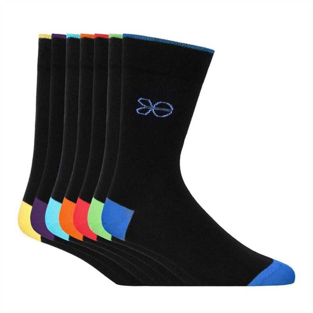 Crosshatch Mens Farrango Logo Ankle Socks (Pack of 7) / Black/Multicolored
